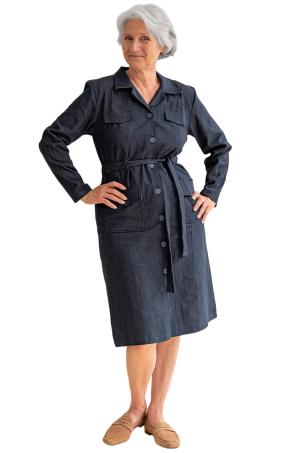 Robe en jean unie manches longues (REVENS)