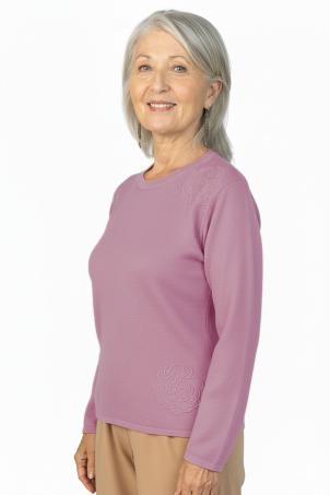 Pull broderie fleurs manches longues (PEAS)