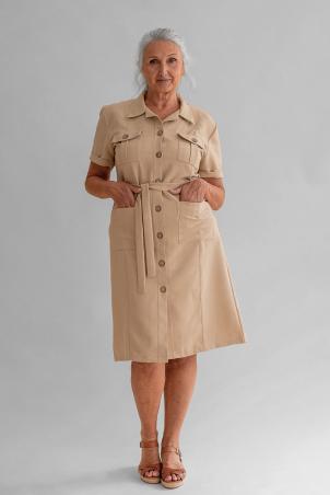 Robe saharienne unie manches courtes (RETHEL)