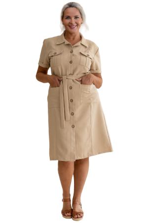 Robe saharienne unie manches courtes (RETHEL)