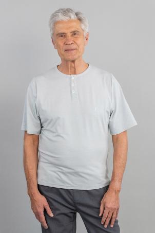 Tee-shirt uni col tunisien manches courtes (TALASANI)