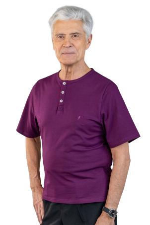 Tee-shirt uni col tunisien manches courtes (TALASANI)