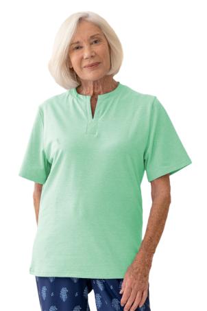 Tee-shirt uni col y manches courtes (THREMILLY)