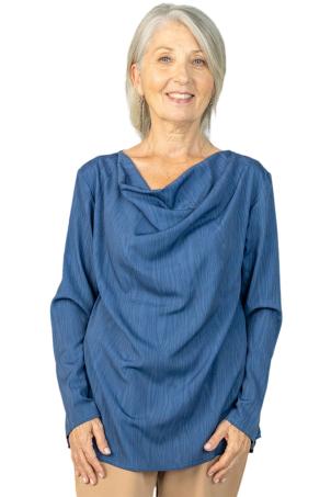 Blouse imprimee col bénitier manches longues (BARBERY)