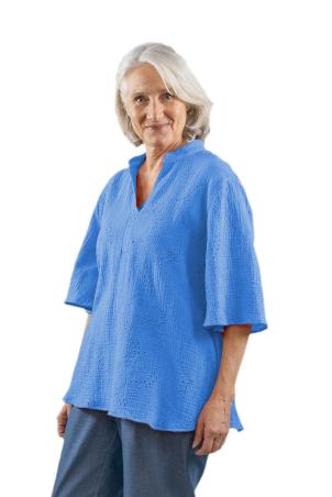 Blouse col y ouvert manches courtes (BIARRITZ)