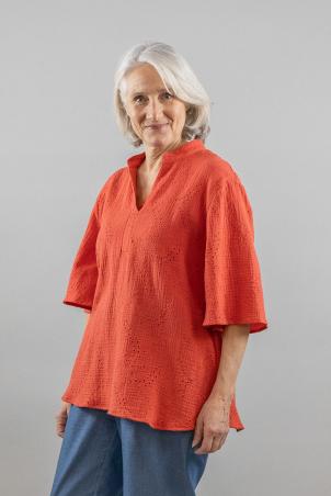 Blouse col Y ouvert manches courtes (BIARRITZ)