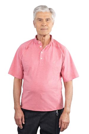 Tee-shirt adapté uni col mao manches courtes (TEMPLE)