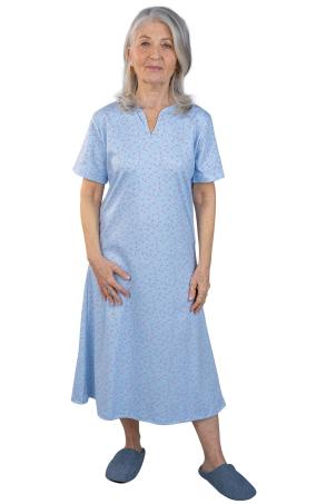 Chemise de nuit imprimée manches courtes ouverture dos pression (NAPLES)