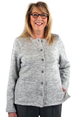 Cardigan uni col rond manches longues (GALWAY)