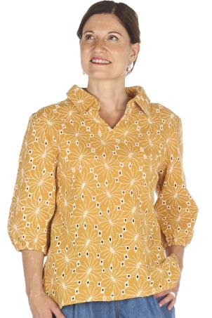 Blouse à motif en coton manches longueur coude (BATA)