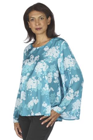 Blouse imprimée manches longues a godets (BATAM)