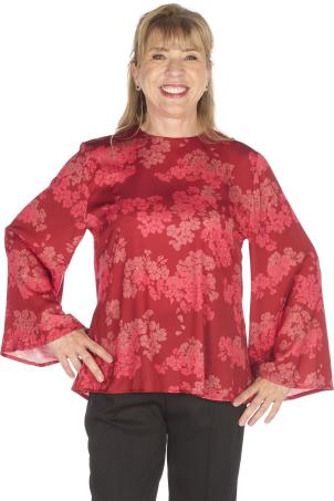 Blouse imprimée manches longues a godets (BATAM)