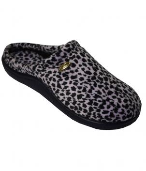 Chaussons mules motif léopard Violet (Romance)