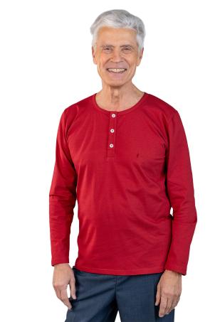 Tee-shirt uni col tunisien manches longues  (TERRASSON)