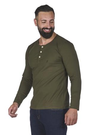 Tee-shirt uni col tunisien manches longues  (TERRASSON)