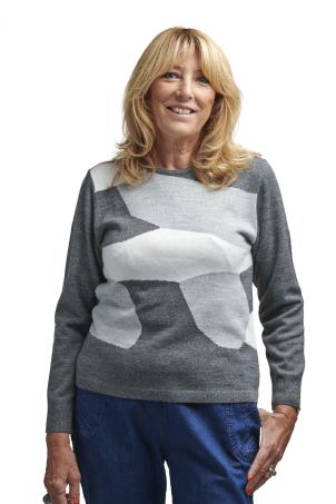 Pull jacquard mosaïque manches longues (PLOVAN)