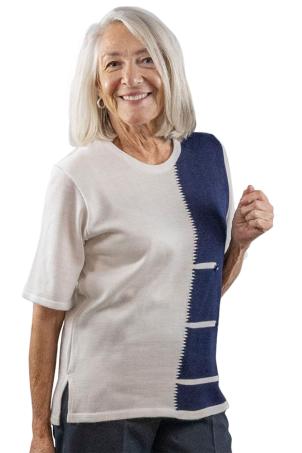 Pull a motif bicolore manches courtes (PRUNAY)